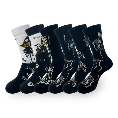 Halloween Spider Web Print Crew Socks (5 Pairs) - Multicolor - EU36-43 (US3-9) - image 6