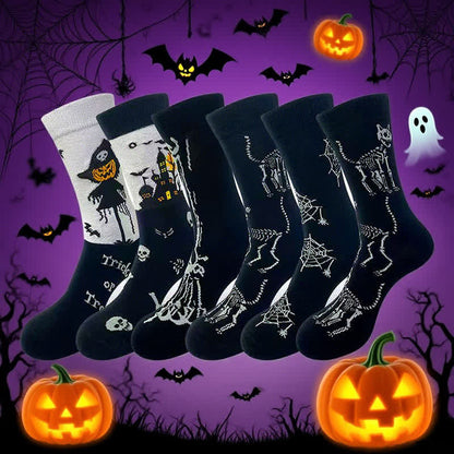 Halloween Spider Web Print Crew Socks (5 Pairs) - image 0