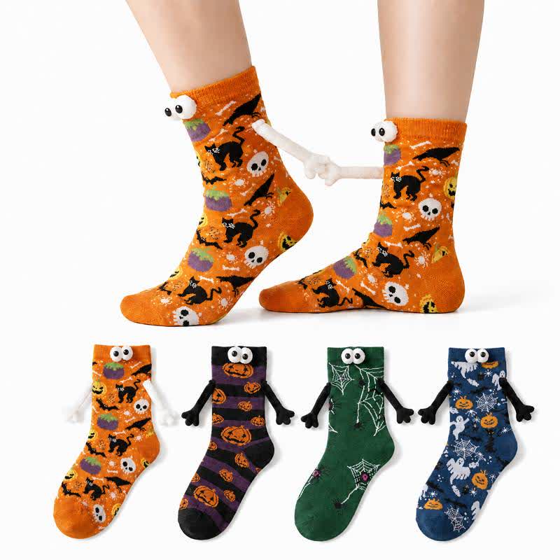 Halloween 3D Eyes Plush Quarter Socks(4 Pairs) - Multicolor - EU34-40(US1-7) - image 0