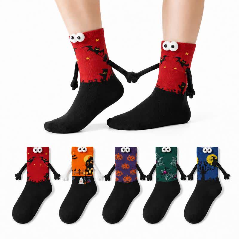 Halloween 3D Eyes Plush Cuff Quarter Socks(3 Pairs) - Red+Green+Dark Blue - EU36-40(US3-7) - image 0