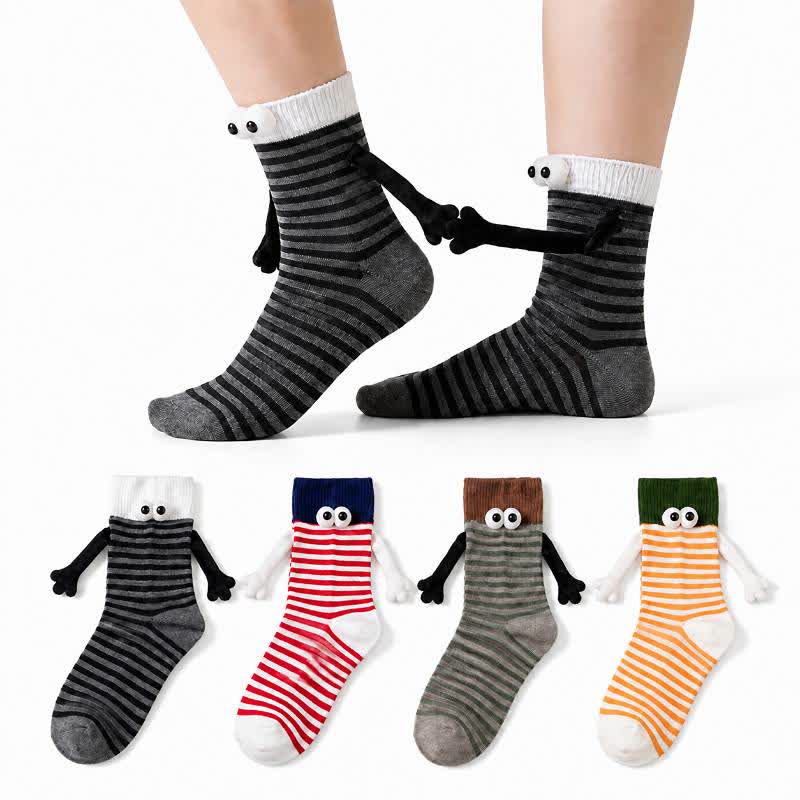 Playful Striped Cartoon Quarter Socks(4 Pairs) - Multicolor - EU35-40(US2-7) - image 0