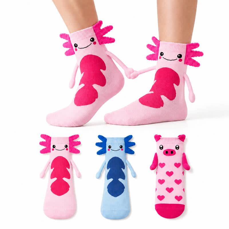 Cute 3D Cartoon Plush Detail Polyester Cotton Socks(2 Pairs) - image 0