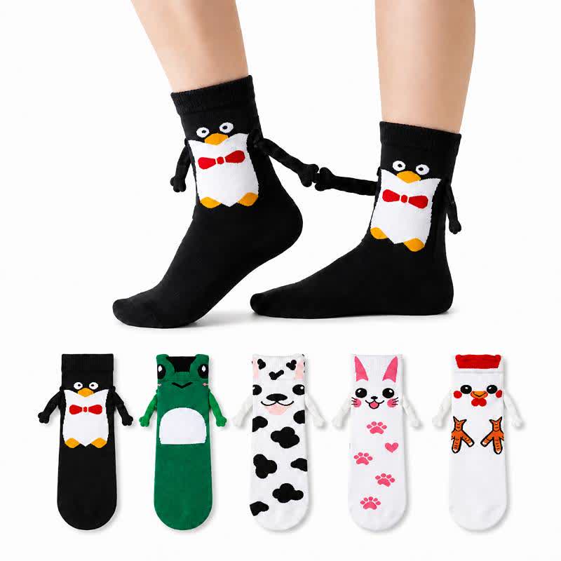 Cozy Hand Holding Animal Quarter Socks(2 Pairs) - image 0