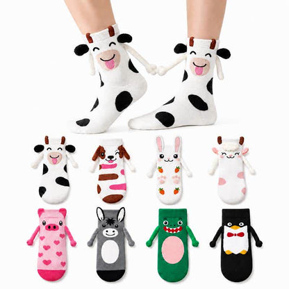 Cozy Hand Holding Animal Mid-Calf Socks(2 Pairs) - image 0