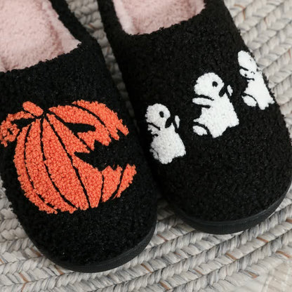 Halloween Ghost And Pumpkin Plush Slippers - image 1