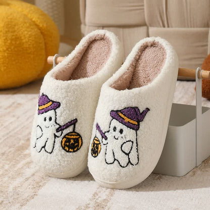 Halloween Witch Ghost Lantern Plush House Slippers - E - EU44-45(US9-10) - image 5