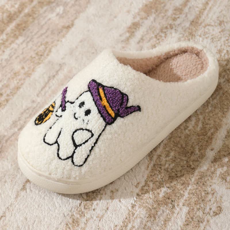Halloween Witch Ghost Lantern Plush House Slippers - image 7