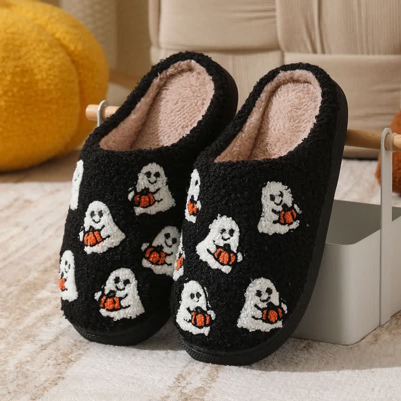 Halloween Witch Ghost Lantern Plush House Slippers - C - EU44-45(US9-10) - image 3