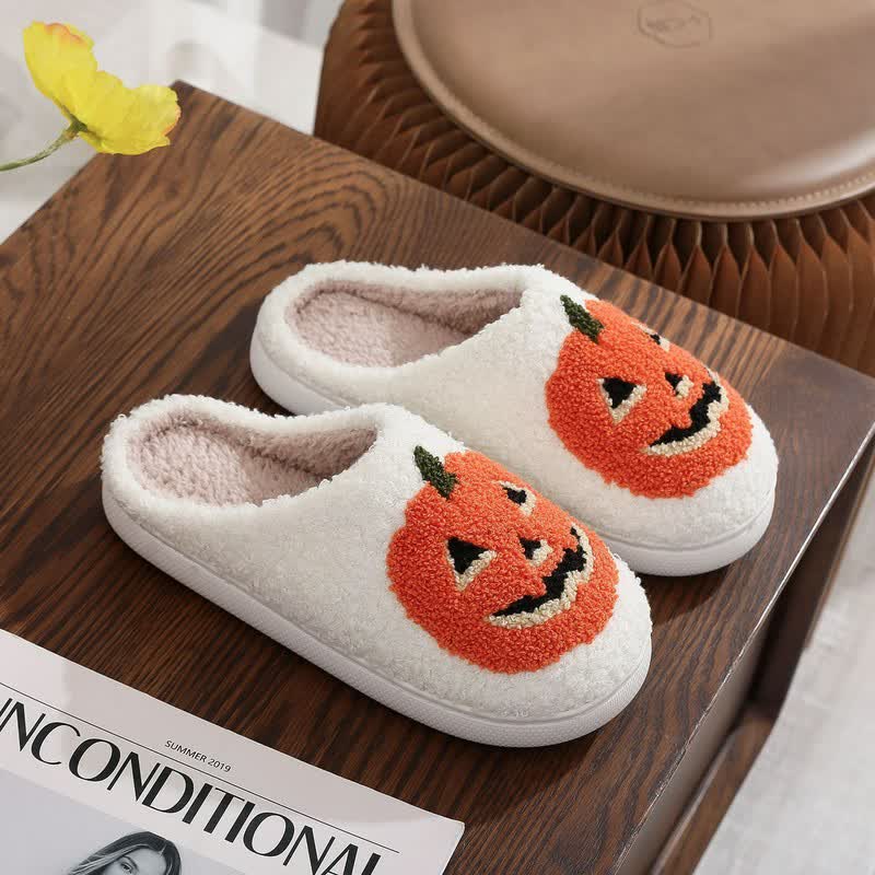 Halloween Pumpkin Plush House Slippers - A - EU44-45(US10-11) - image 0