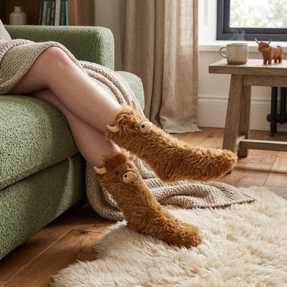 Cozy Highland Cow Slipper Socks - image 7