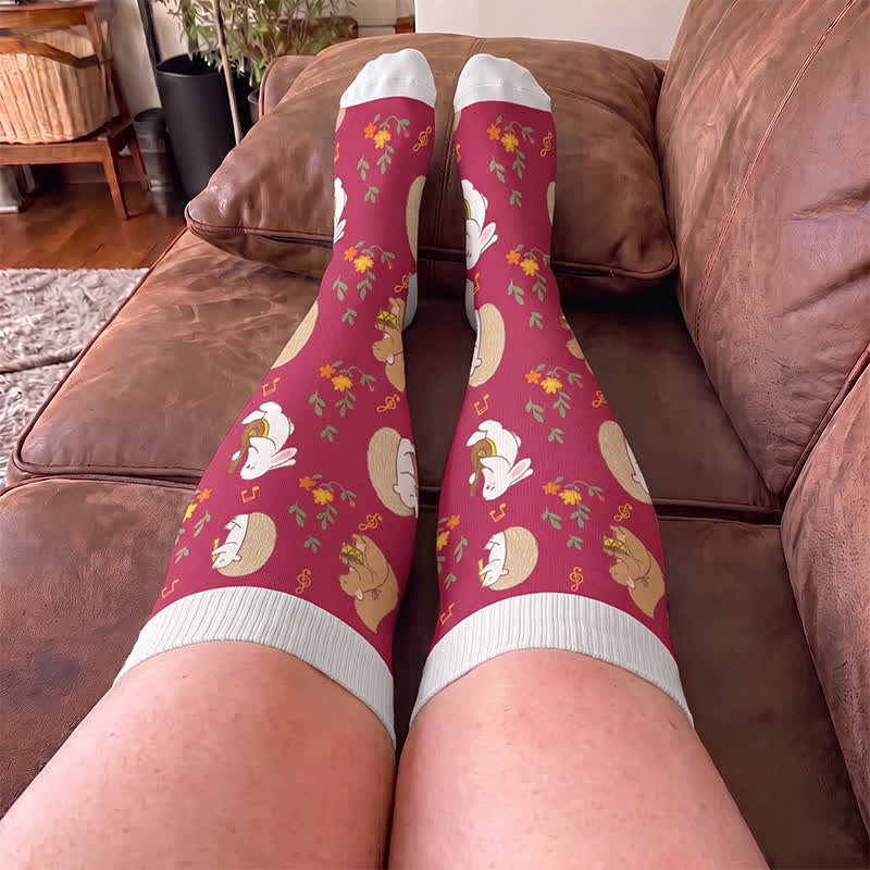 Plus Size Autumn Pumpkin Ghost Compression Socks - image 1