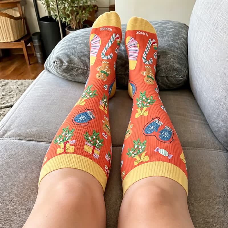 Plus Size Christmas Candy Cane Compression Socks - image 3