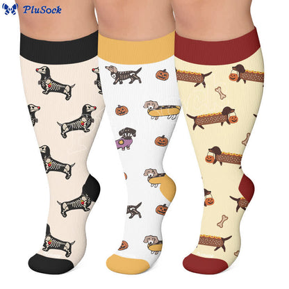 Plus Size Halloween Dachshund Compression Socks - image 0