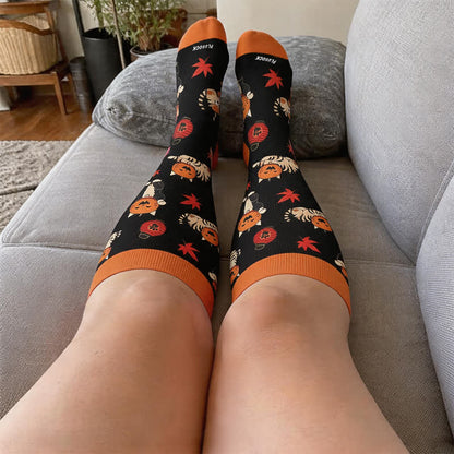Plus Size Pumpkin Cat Compression Socks - image 2