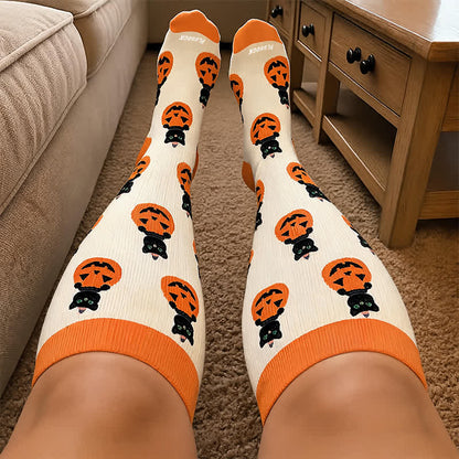 Plus Size Pumpkin Cat Compression Socks - image 3