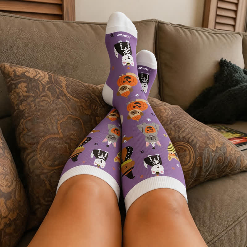 Plus Size Spooky Cats Compression Socks - image 1