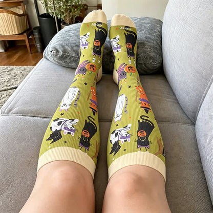 Plus Size Spooky Cats Compression Socks - image 2