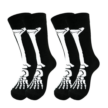 Halloween Skeleton Print Cotton Crew Socks (3 Pairs) - image 4