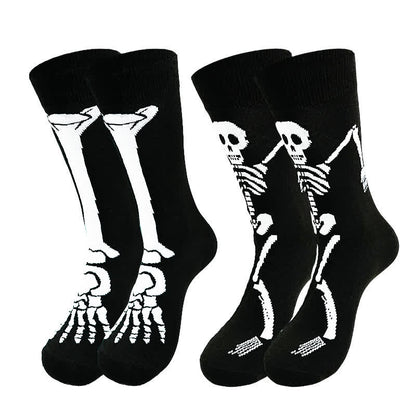 Halloween Skeleton Print Cotton Crew Socks (3 Pairs) - image 5