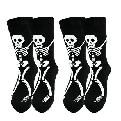 Halloween Skeleton Print Cotton Crew Socks (3 Pairs) - image 3
