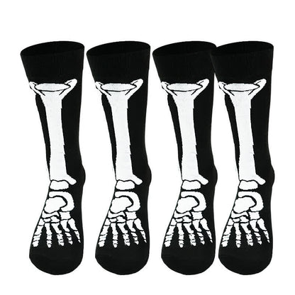Halloween Skeleton Print Cotton Crew Socks (3 Pairs) - image 6