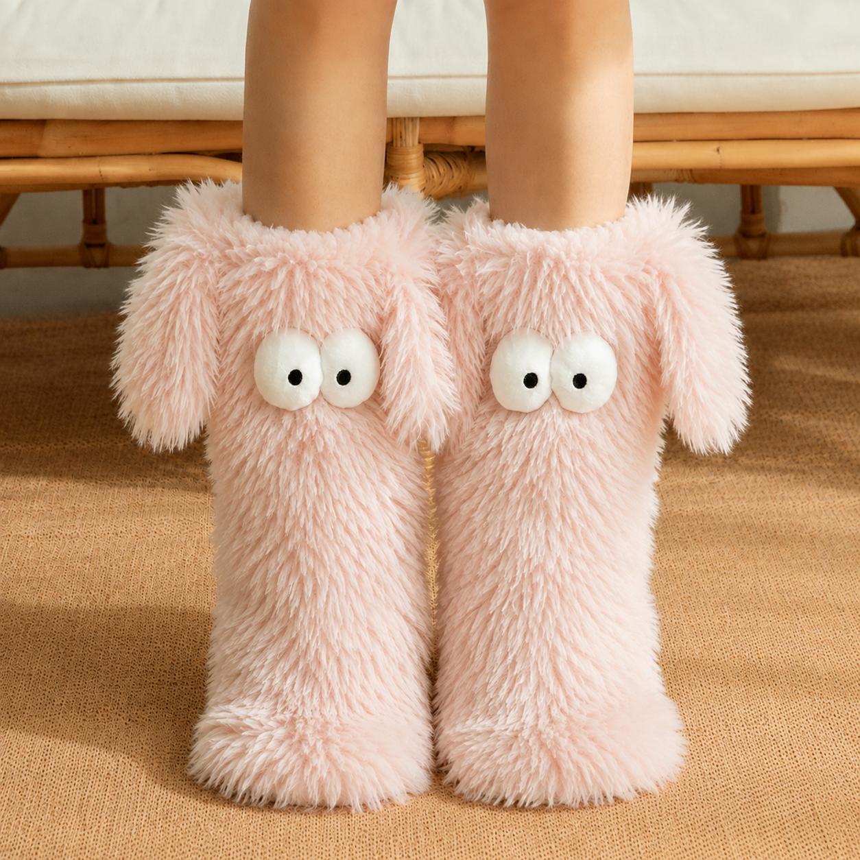 Cartoon Eyes Slipper Socks - Pink - EU37-45(US4-11) - image 1