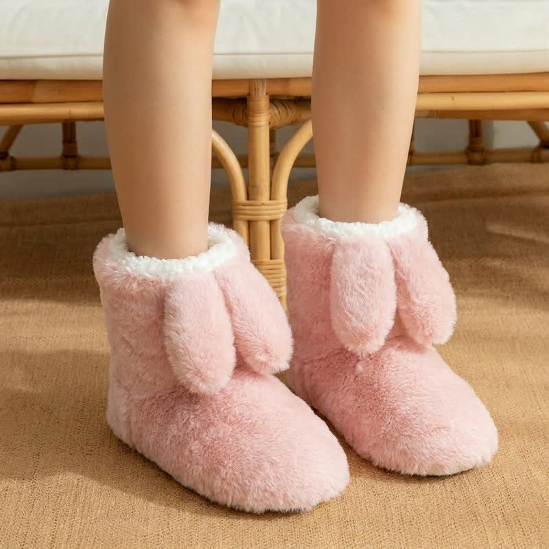 Pink Drooping Bunny Ears Plush Slipper Socks - Pink - EU43-44(US9-10) - image 2