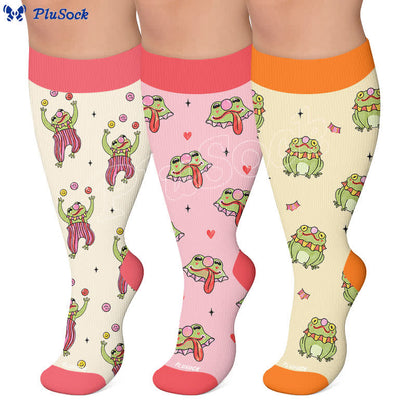 Plus Size Funny Frog Print Compression Socks - image 0