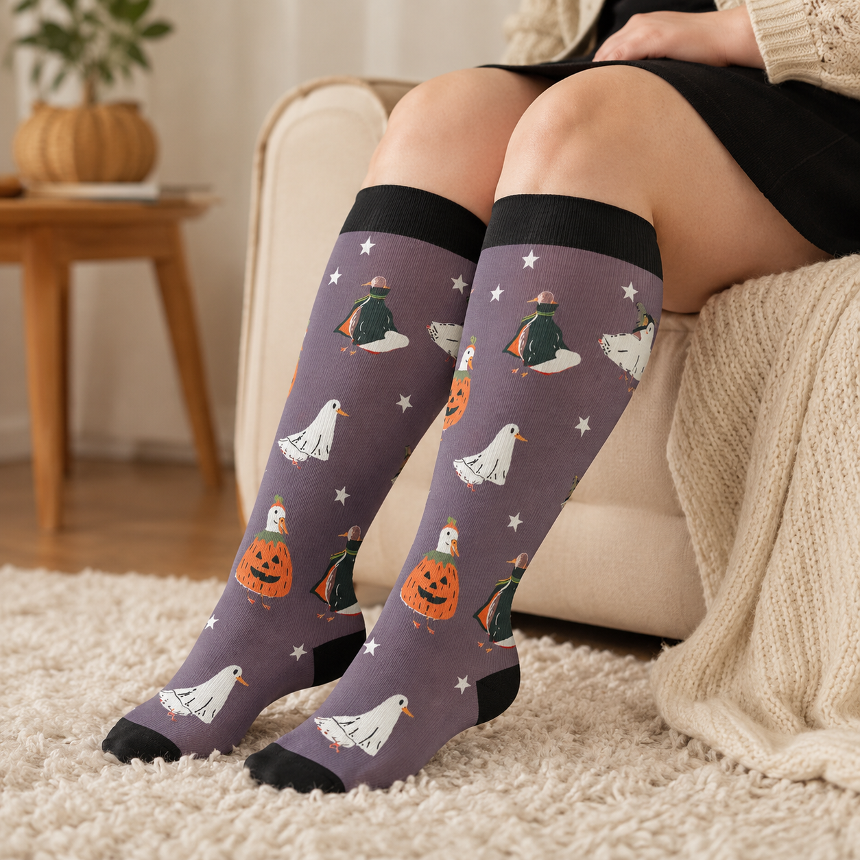 Plus Size Crow Witch CatCompression Socks - image 2