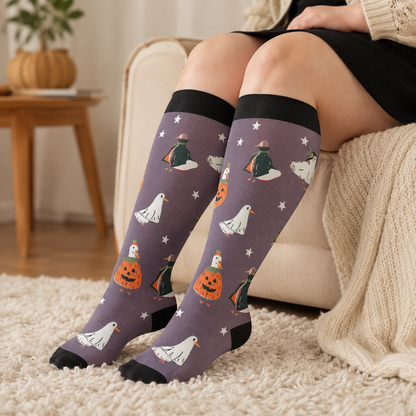 Plus Size Crow Witch CatCompression Socks - image 2