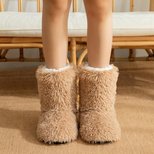 Khaki Fluffy Shaggy Plush Slipper Socks - Khaki - EU43-44(US9-10) - image 0