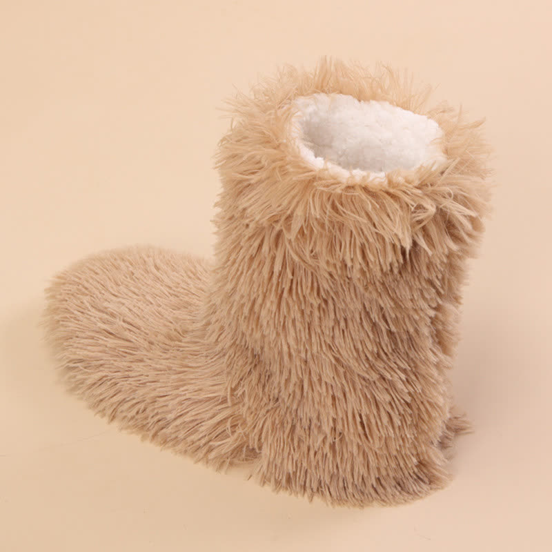 Khaki Fluffy Shaggy Plush Slipper Socks - image 2