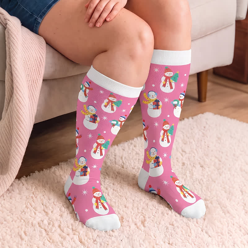 Plus Size Christmas Snowman Compression Socks - image 2