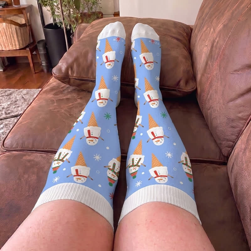 Plus Size Christmas Snowman Compression Socks - image 1