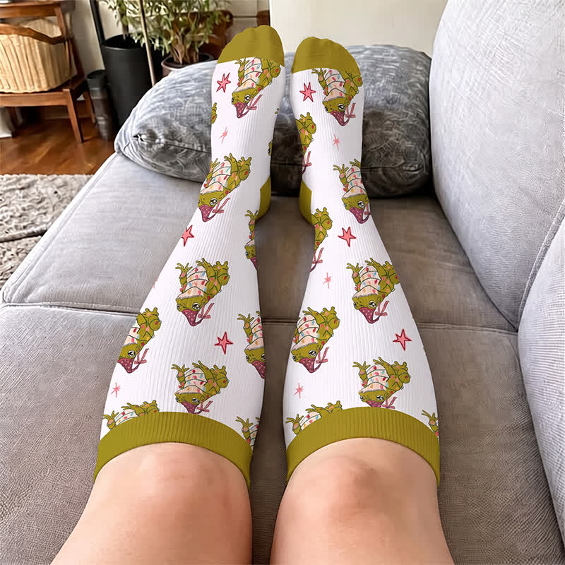Plus Size Christmas Frog Mouse Compression Socks - image 3