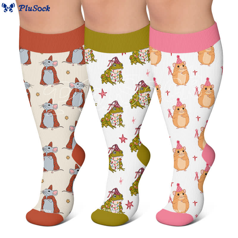 Plus Size Christmas Frog Mouse Compression Socks - image 0