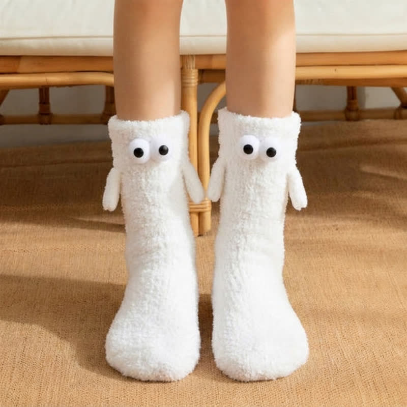 White Googly-Eye Long Tube Slipper Socks (4 Pairs) - White - EU36-42(US3-8.5) - image 0