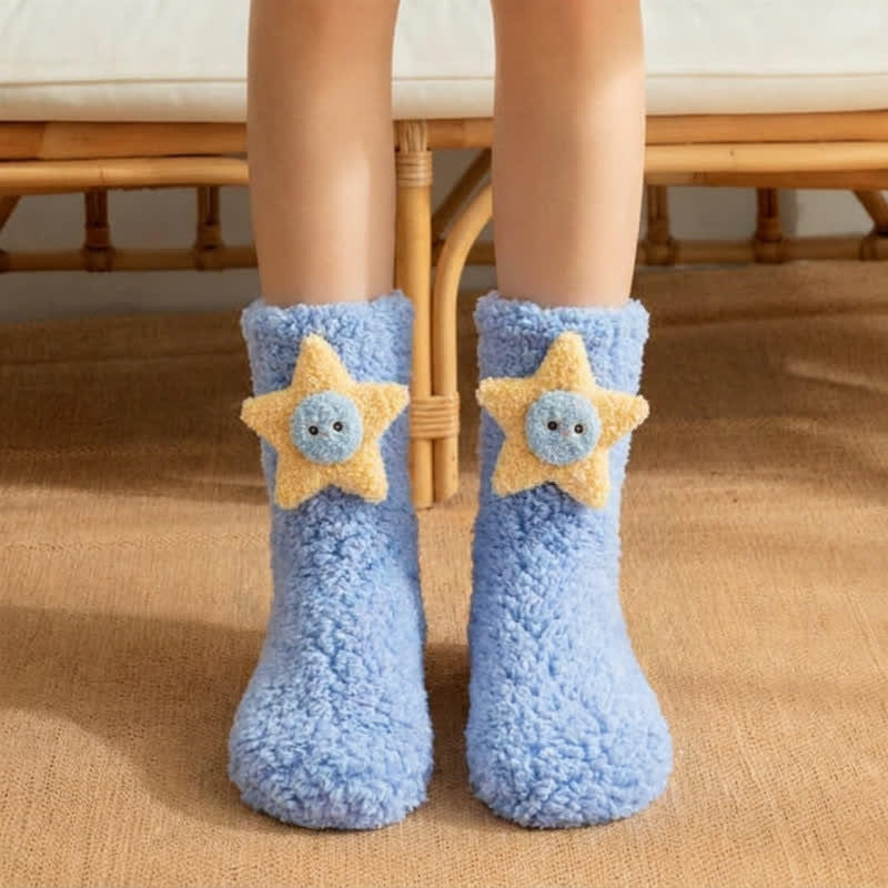 Pink Blue Star Bear Accent Slipper Socks - Blue - EU36-42(US3-8.5) - image 3