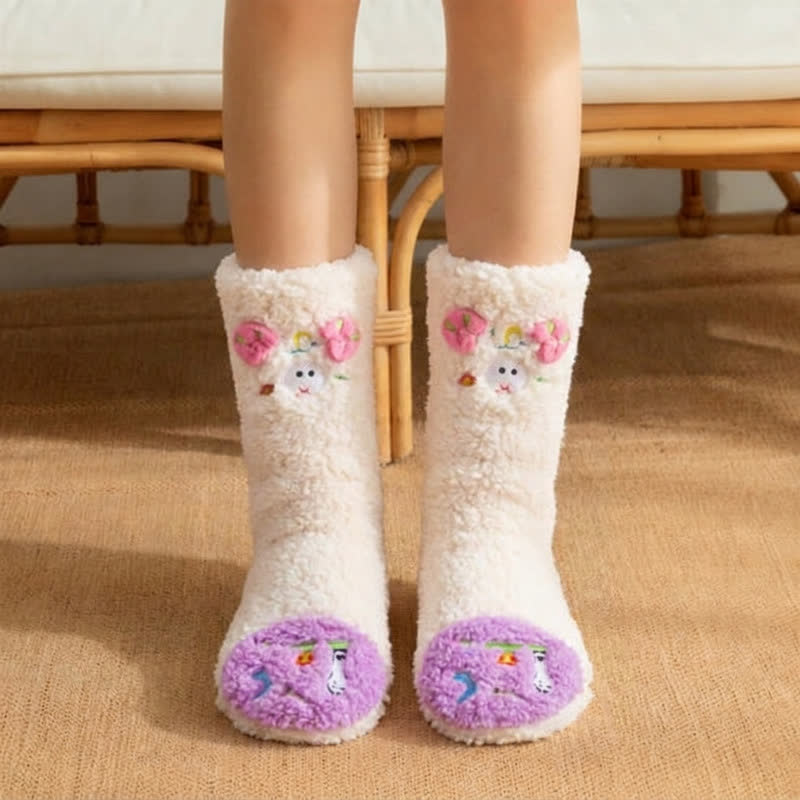 Hot Pink Crown Cartoon Graphic Slipper Socks - Purple - EU36-42(US3-8.5) - image 2