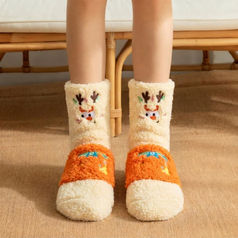 Hot Pink Crown Cartoon Graphic Slipper Socks - Beige - EU36-42(US3-8.5) - image 7