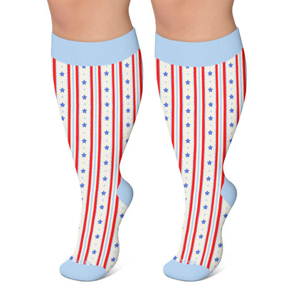 Plus SizeSailboat Nutcracker Compression Socks - White - 4XL - image 6