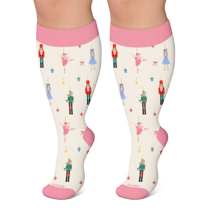 Plus SizeSailboat Nutcracker Compression Socks - Beige - 4XL - image 5