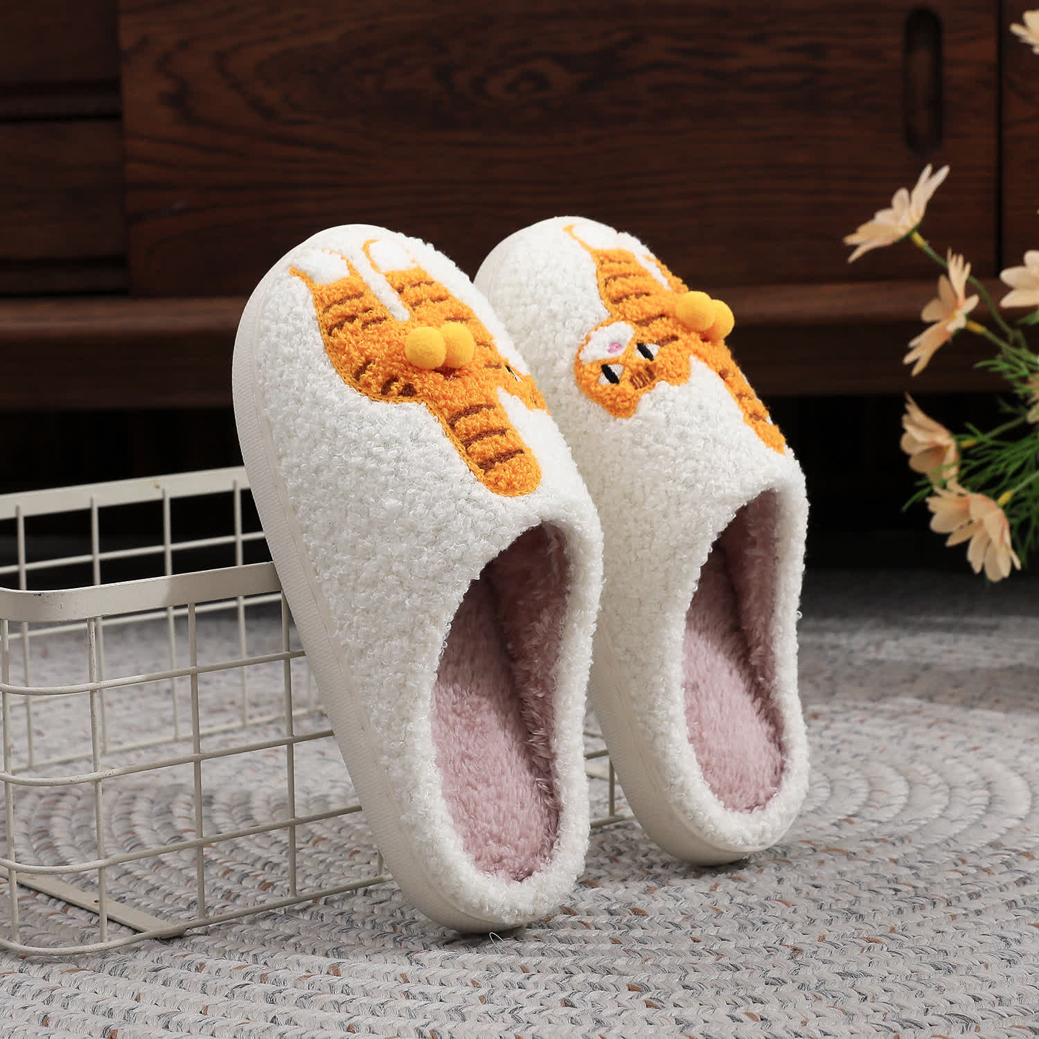 Plus Size Cozy Cat Embroidered Slippers - image 2