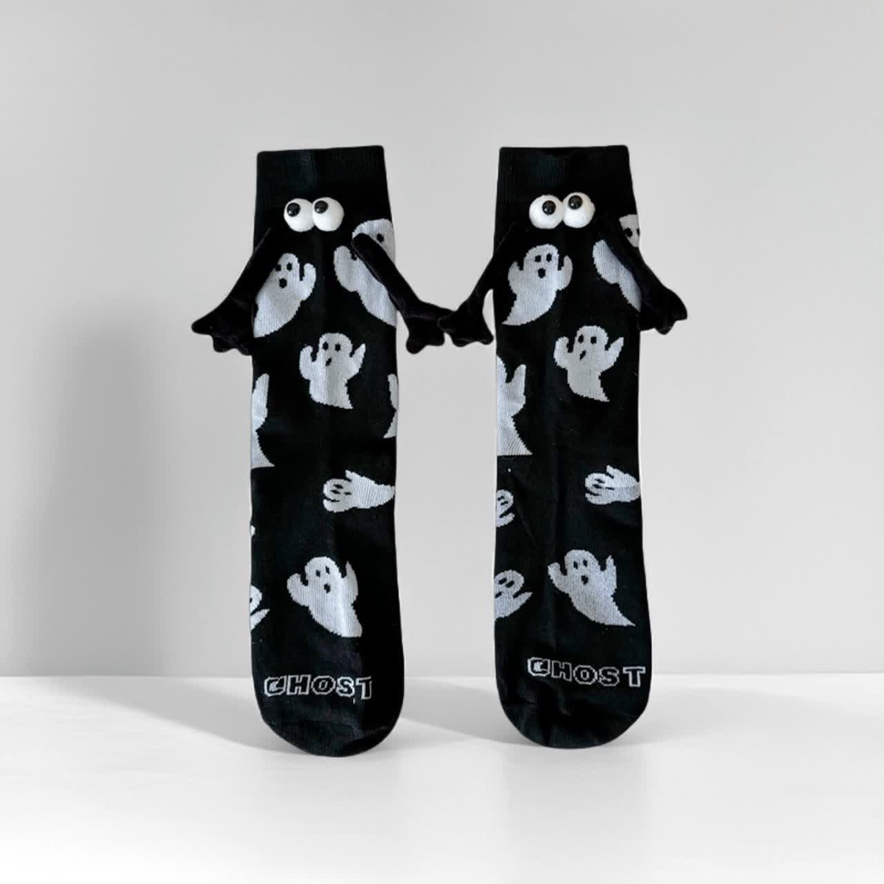 Ghost Magnetic Hand Holding Socks(4 Pairs) - Black - EU36-40(US3-7) - image 2