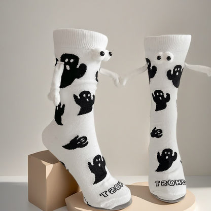 Ghost Magnetic Hand Holding Socks(4 Pairs) - White - EU36-40(US3-7) - image 3