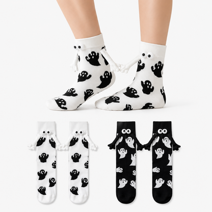 Ghost Magnetic Hand Holding Socks(4 Pairs) - Multicolor*2 - EU36-40(US3-7) - image 0