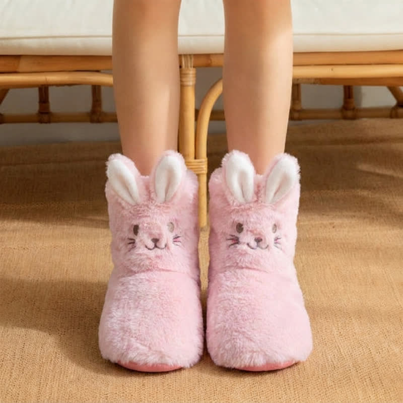 Pink Bunny Ears Plush Fleece Slipper Socks - Light Pink - Kids EU32–35(US1–3.5) - image 0