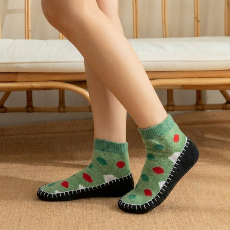 Green Polka Dot Anti-Slip House Slipper Socks - image 1