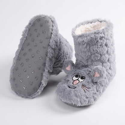 Pink Cartoon Cat Face Fuzzy Slipper Socks - image 9