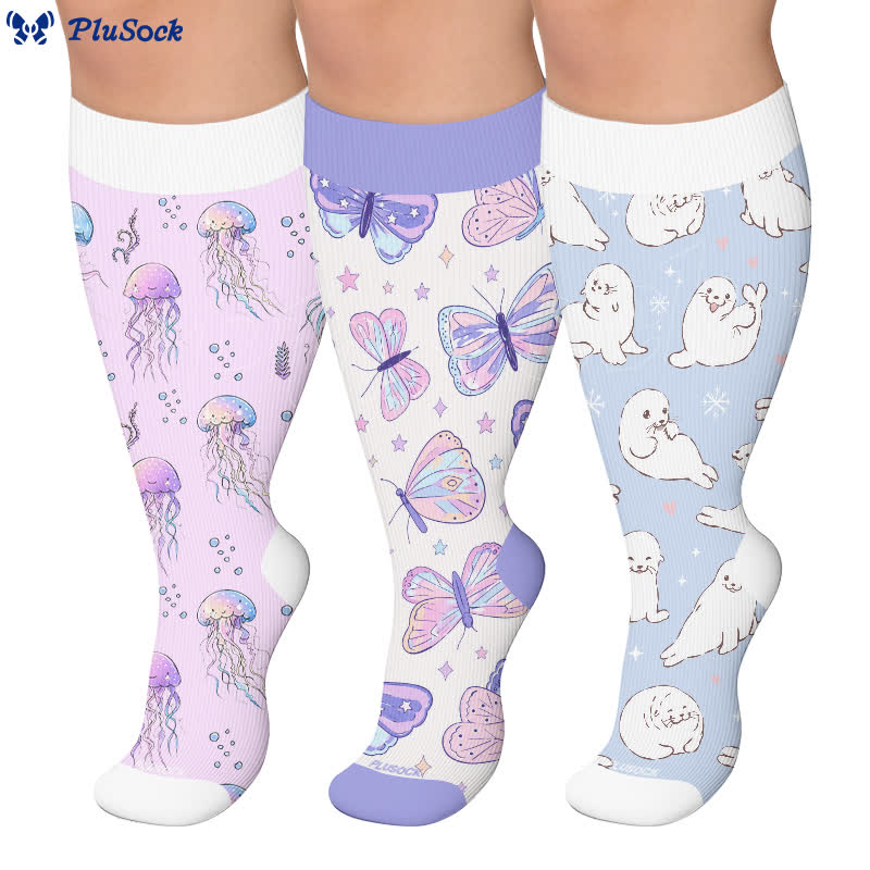 Plus Size Jellyfish Butterfly Compression Socks - image 0